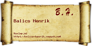 Balics Henrik névjegykártya